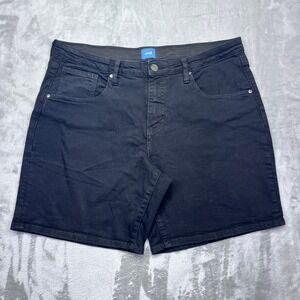 JAG Alex Boyfriend Denim Shorts Size 16‎ Fits 36" Black Stretch Casual Comfort